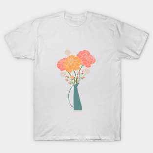 Bouquet of Flowers on Navy Blue T-Shirt